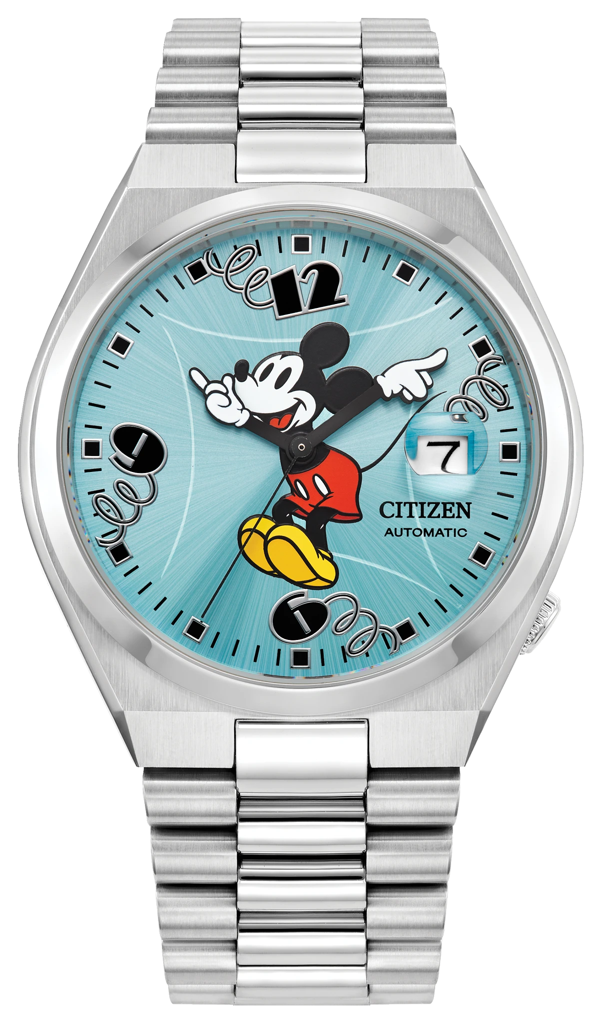 TSUYOSA Mickey Mouse and Minnie Mouse Blue Dial Stainless Steel